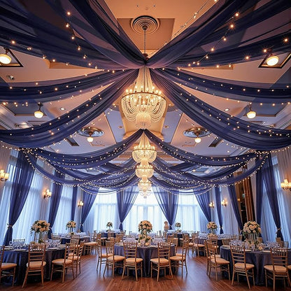 6 Panels Navy Blue Ceiling Drapes - Image 6