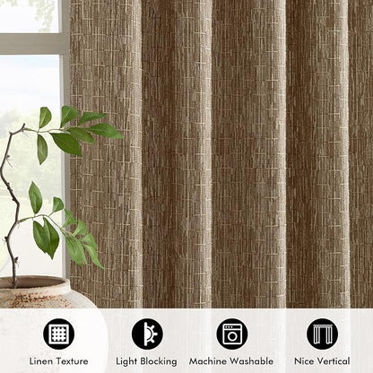 MIULEE Patterned Farmhouse Linen Curtains, Back Tab - Image 4