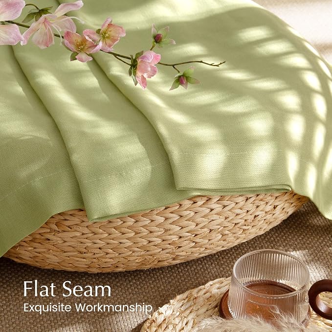 NICETOWN Fresh Green Linen Farmhouse Curtains 96 inches Long, Grommet Thick - Image 6