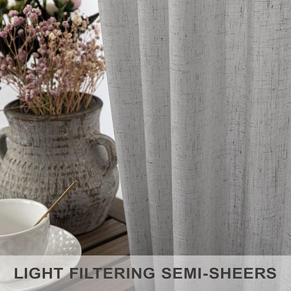 Pitalk Grey Linen Curtains 5 FT Wide by 84 Inch Length - Image 4