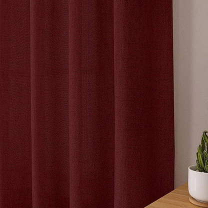 Tollpiz Linen Curtain Bedroom Rod Pocket Semi Sheer Curtains Burlap Light - Image 8
