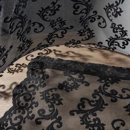 Black Lace Curtains 63 Inch Length 2 Panels set Gothic Paisley Sheer Curtains - Image 7