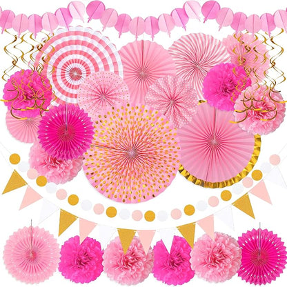 35PCS Party Decorations Paper Fan Hanging Set by MoonBoat