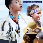 Skinny Scarf 3 Pack for Women – Bag Scarf, Silk Hair Scarves (Original Prints, Premium Twill, 3 Designs)