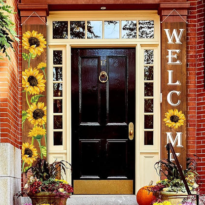 Tatuo Sunflower Welcome Hanging Banners Summer Porch Banners Flags Spring Door - Image 4