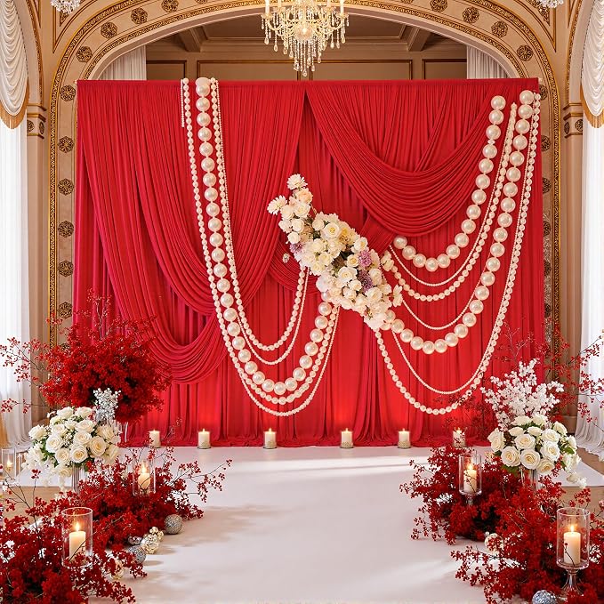 30ftx10ft Wrinkle Free Red Backdrop Curtains by ENJOYYOURPARTY