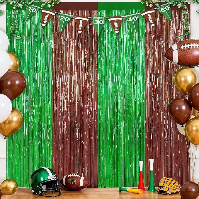 Browm and Green Fringe Curtain Party Streamers 2Pack 3.3 x 8.3 Ft Foil Fringe by UWPVOWSR