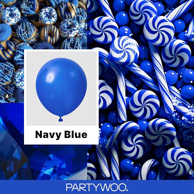 PartyWoo Royal Blue Balloons 101pcs Dark Blue Latex Helium Balloons 12 Inch | - Image 2
