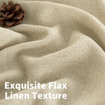 YoungsTex Warm Beige Linen Curtains 63 Inch Length 2 Panels, Light Filtering - Image 3