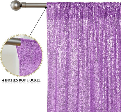 Sugargirl Lavender Purple Sequin Backdrop Curtain 4 Panels 2FTx8FT Glitter - Image 4