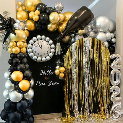 Black and Gold Balloons Set, 12 Inch Black Gold Silver Balloon New Year Eve - Image 9