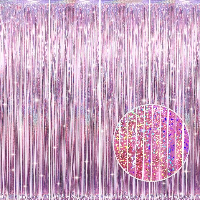 GOER 3.2 ft x 9.8 ft Metallic Tinsel Foil Fringe Curtains Party Photo Backdrop by GOER