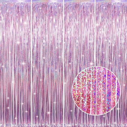GOER 3.2 ft x 9.8 ft Metallic Tinsel Foil Fringe Curtains Party Photo Backdrop by GOER
