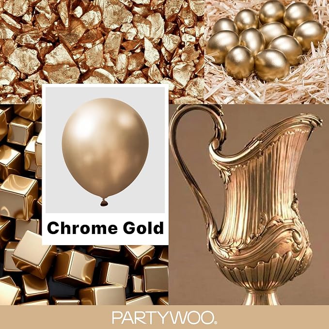 PartyWoo Metallic Gold Balloons 100pcs Chrome Gold Color 18 12 10 5 Inch | 18 - Image 2