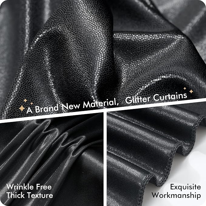 10ftx10ft Shimmer Black Sequin Backdrop Curtain - Image 3
