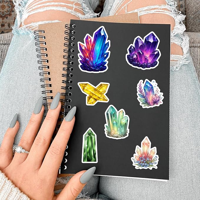 50 Pcs Crystal Stickers Spiritual Crystals Vinyl Decal Waterproof Boho Gemstone - Image 6