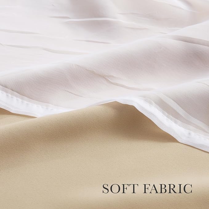 PONY DANCE Sheer Window Curtains, 52 by 95 in, Biscotti Beige, 2 Pieces | Mix & - Image 3