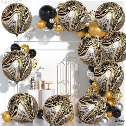 KatchOn, 4D Black and Gold Marble Balloons - Image 8