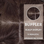 Hair Toppers for Women Real Human Hair-U Shape Toppers Hair Pieces for Women with Thinning Hairr 150% Density Silk Base Clip in Human Topper with Bangs for Daily Use(Dark Brown