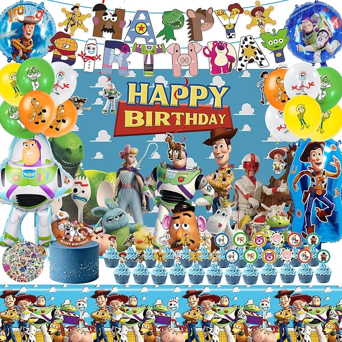 Cartoon Birthday Decorations for Indoor Outdoor Theme Party | Include Happy by WOOACME