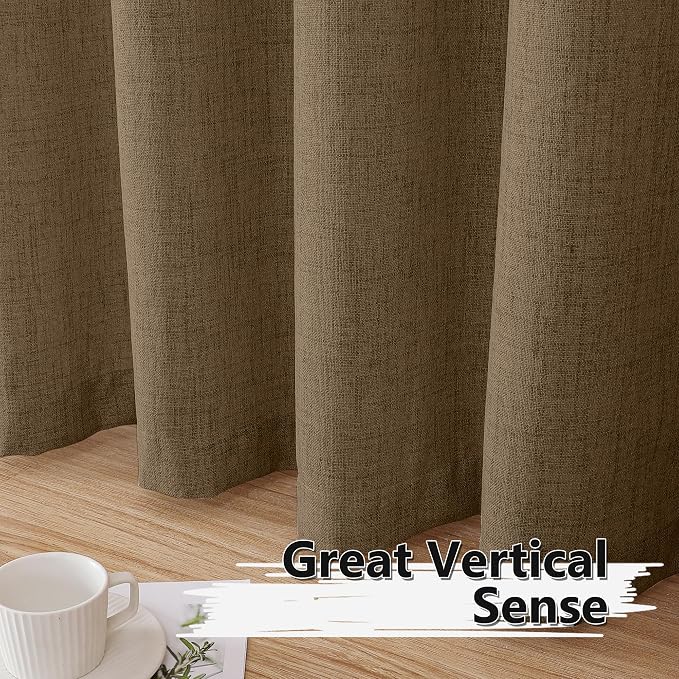 Tollpiz Linen Tier Curtain Rod Pocket Semi Sheer Half Kitchen Curtains Burlap - Image 4