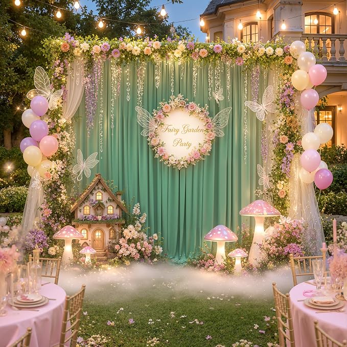 20x12 ft Sage Green Backdrop Curtains - Image 6