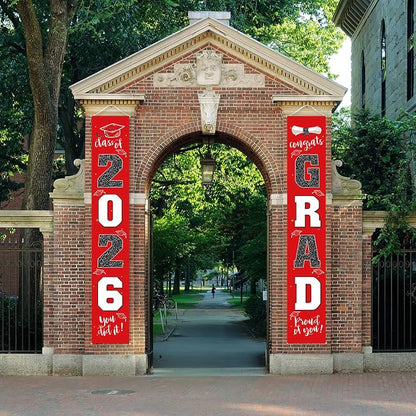Graduation Decorations 2026 Banner Porch Sign Red Black - Image 6