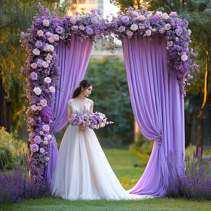Asee'm Lavender Purple Backdrop Curtains Drapes - Image 4