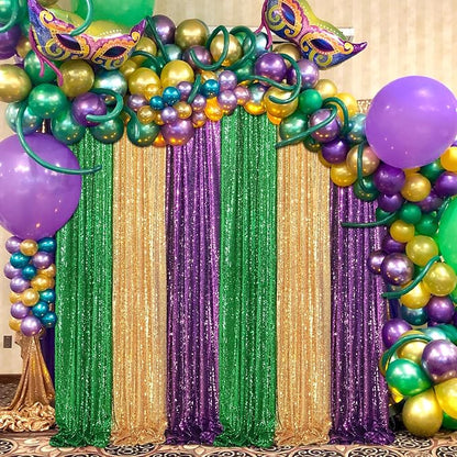 Purple Sequin Backdrop 2 Pieces 2ftx8ft Wedding Glitter Curtain Backdrop Arch - Image 5