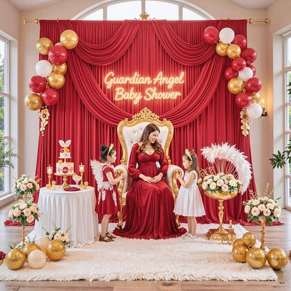 30ft x 10ft Wrinkle Free Red Backdrop Curtains - Image 8