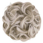 FESHFEN Messy Bun Hair Piece - Large Elastic Wavy Curly Hair Bun Scrunchies Ponytail Extensions Synthetic Chignon Hairpieces for Women, Silver Blonde 1.94oz