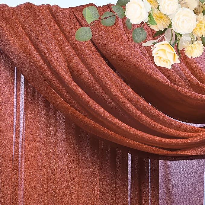 Wedding Arch Draping Fabric Backdrop Drapes 3 Panels, Terracotta | 28.7"x20FT - Image 4