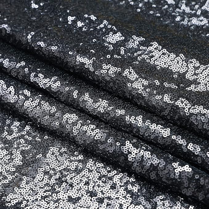 Sugargirl Halloween Black Sequin Backdrop Curtain 2 Panels 2FTx8FT Glitter - Image 8
