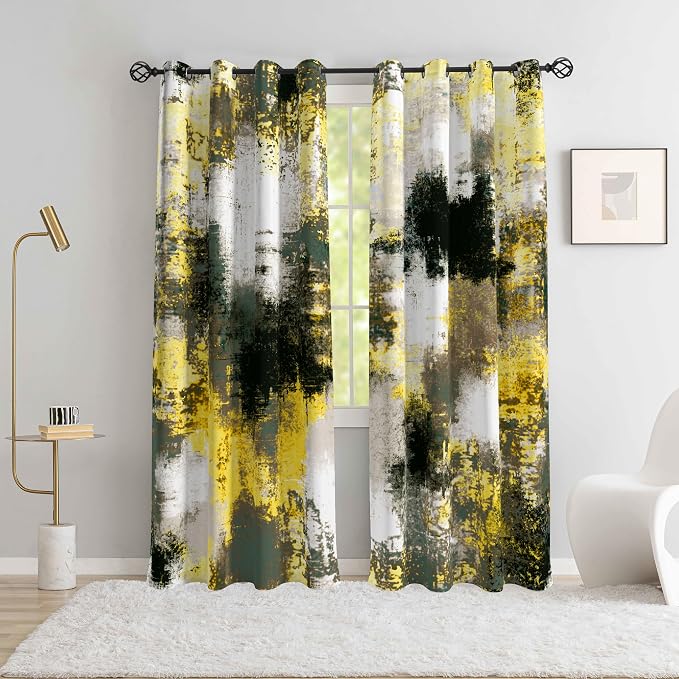 Asuexpect Abstract Curtains 2 Panels Abstract Rust Curtain Room Darkening - Image 3
