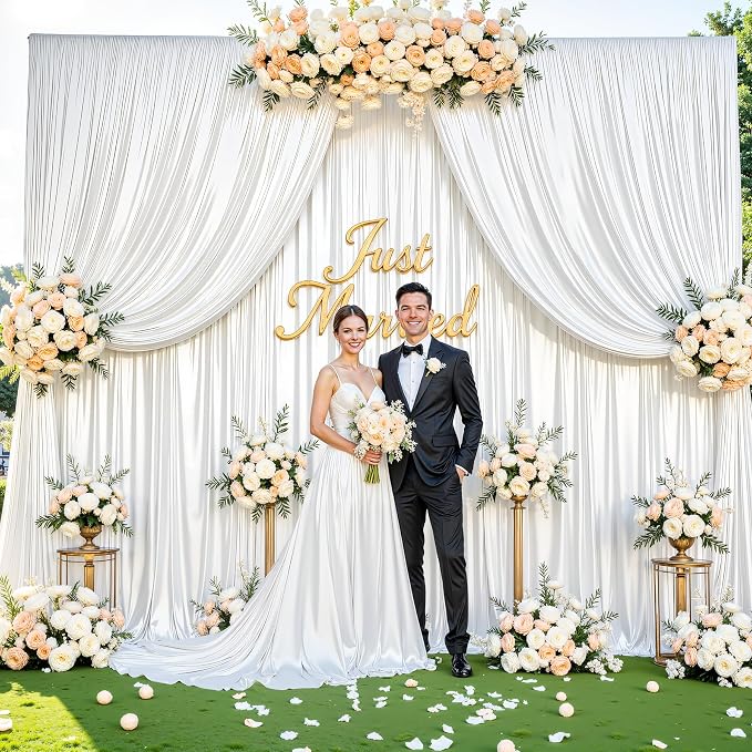 10x10ft White Glitter Backdrop Curtain - Image 5