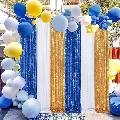 Royal Blue Sequin Backdrop Curtains, 2 Panels 2FTx8FT Blue Curtain Backdrop - Image 3