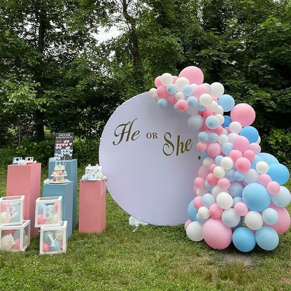 Pink Blue White balloons, 30 Pieces Pastel Pink White Blue Latex Balloons - Image 7