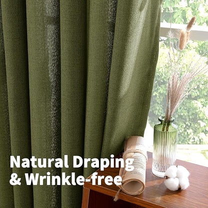 YoungsTex Olive Green Linen Curtains - Image 5