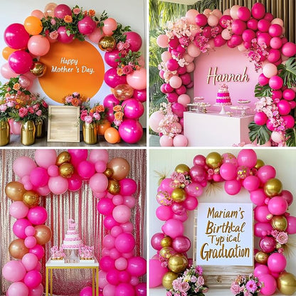 RUBFAC Pink Balloon Arch Kit Different Sizes Hot Pink Balloons 129pcs | Garland - Image 6