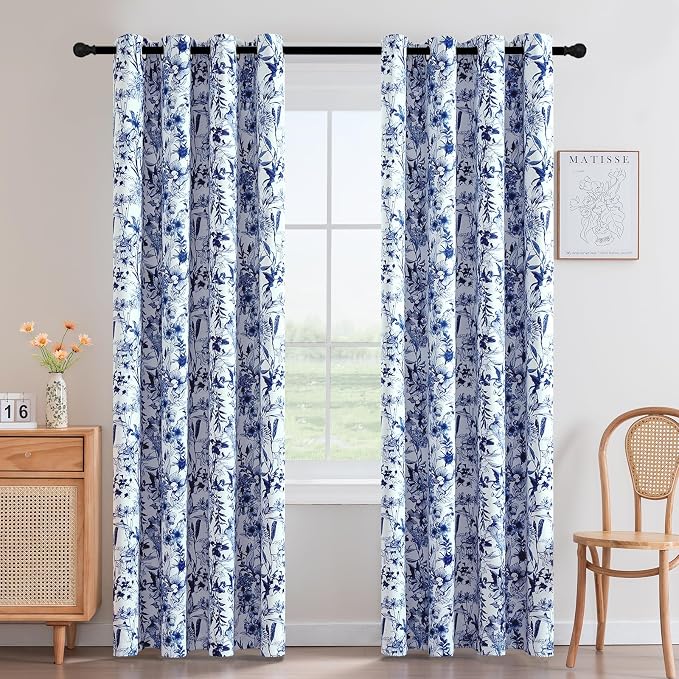 H.VERSAILTEX Blackout Curtains 84 Inch Length 2 Panels Set Floral Print Curtain by HVERSAILTEX