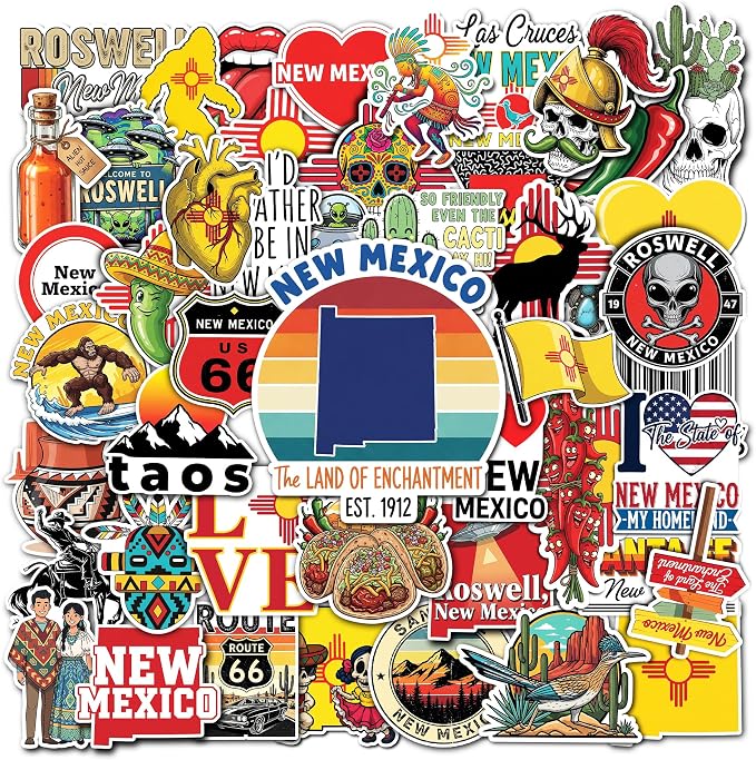 50 Pcs New Mexico Stickers Pack Waterproof Vinyl Decals US State Souvenirs by Unknown