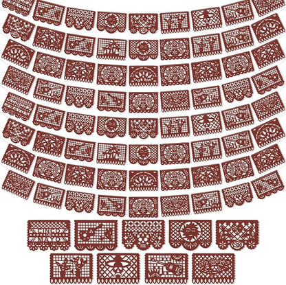 Boao 4 Packs 60 ft Mexican Party Decorations Fiesta Banner Plastic Papel Picado by Boao