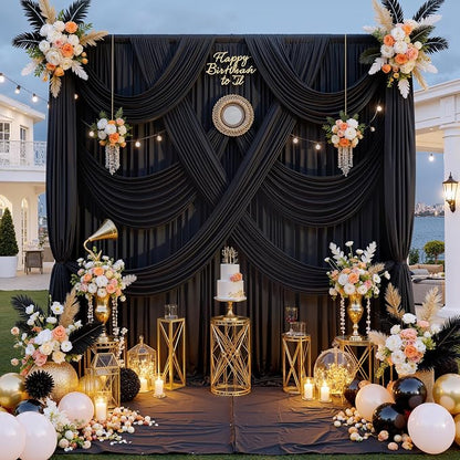 40 ft x 10 ft Wrinkle Free Black Backdrop Curtain - Image 2