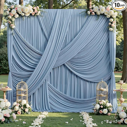 50ft×12ft Dusty Blue Backdrop Curtains by PartyVillage