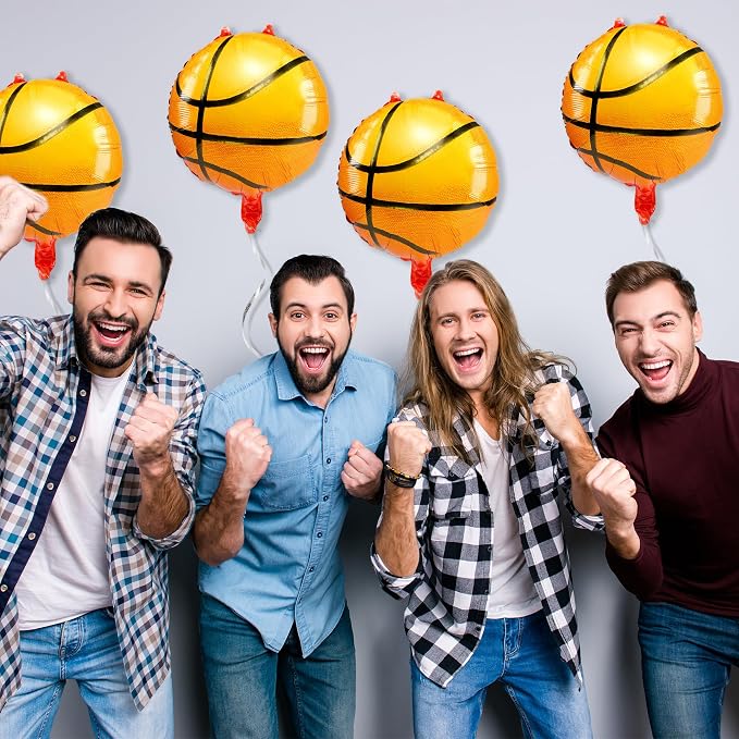 Fovths 12 Pieces Inflatable Basketball Balloons 18 Inches Basketballs Foil - Image 7