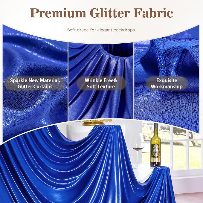 20ft x 10ft Red Royal Blue Sequin Backdrop Curtain - Image 6