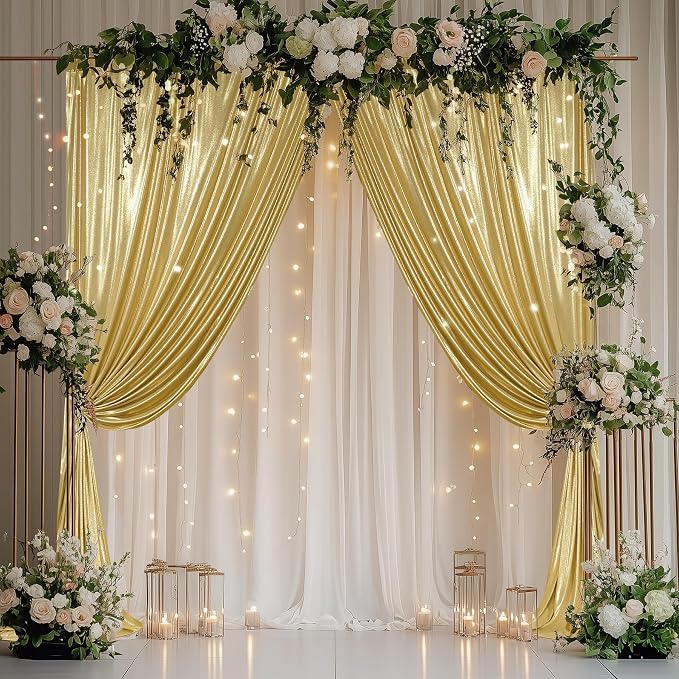 Outpain Thick 40 ft x 10 ft Gold Sequin Backdrop Curtain - Image 6