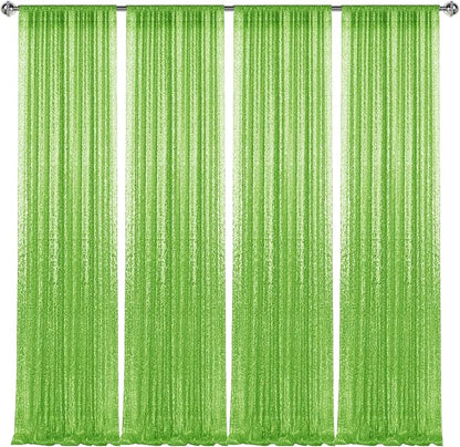 2×8FT-4PCS Apple Green Sequin Backdrop Curtains Panels, Photography Backdrop - Image 7