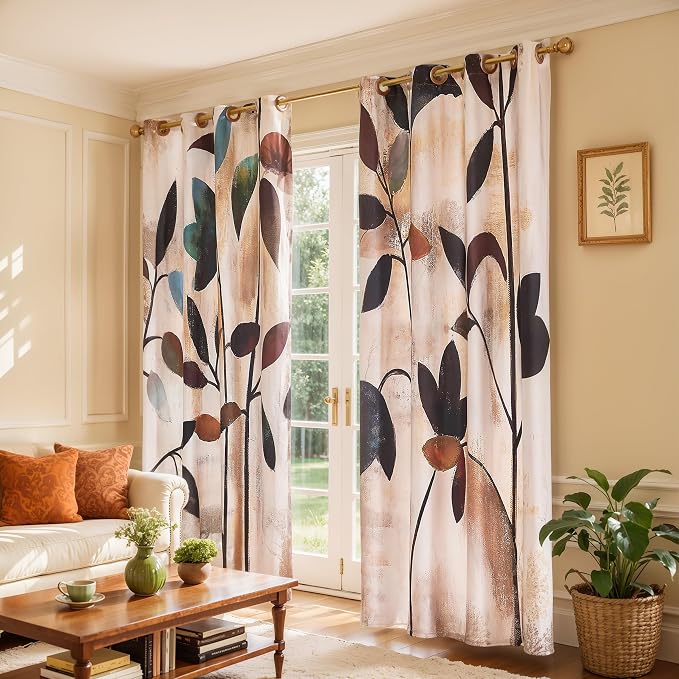 SUBRTEX Blackout Curtains 52Wx108L, Room Darkening Floral Curtains, Thermal - Image 4