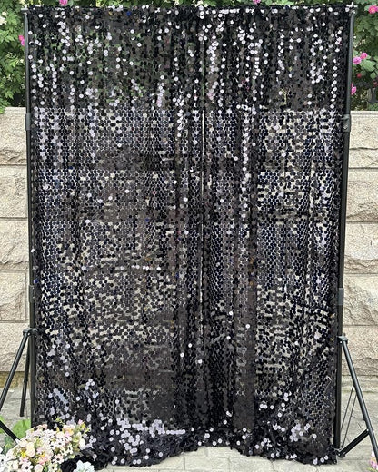 Black Sequin Backdrop, 4x10 Feet, Large 18MM, 2 Panel | Payette Shimmer - Image 6